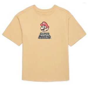 Super Mario Bros T-Shirt Size 8 Boys Beige  Crew Neck Graphic Tagless Gamers NWT